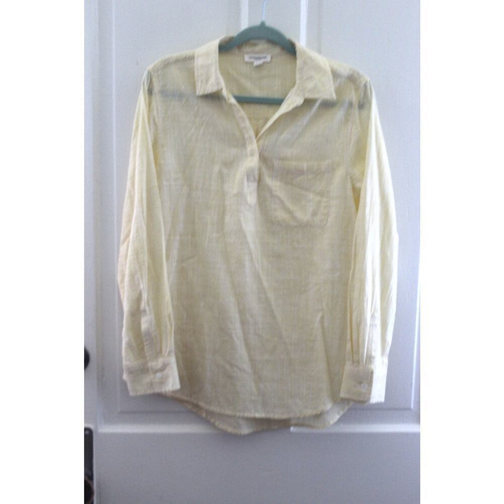 Beachlunchlounge V Neck Cotton Blouse Yellow Size  Large Front Pocket